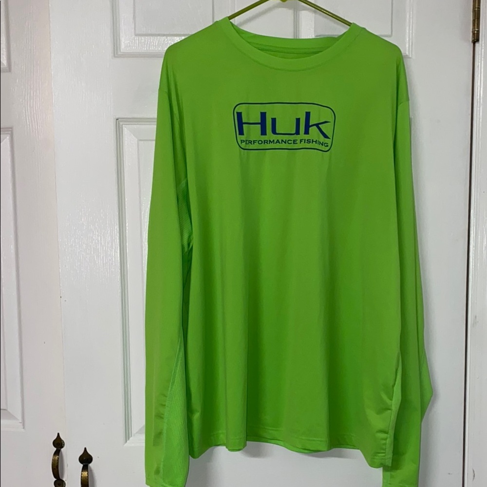 Huk Performance Fishing Long Sleeve Shirt in Bright Green